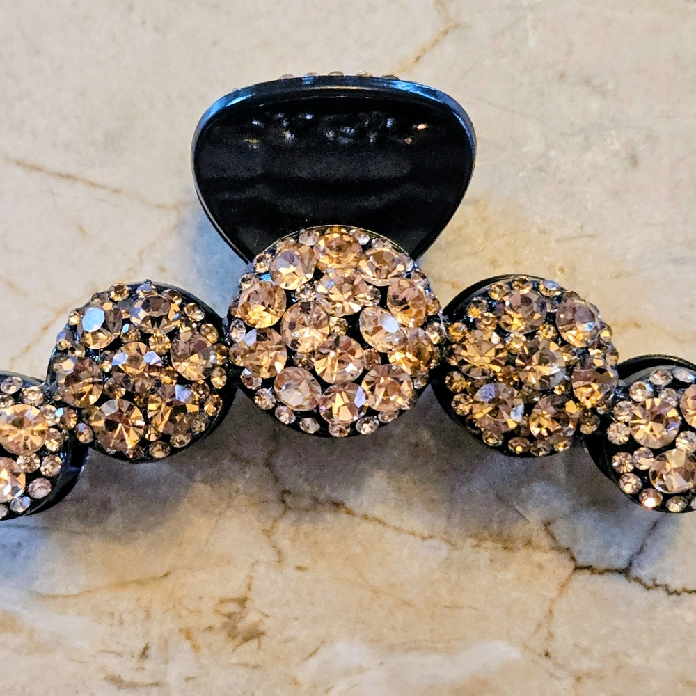 NEW Gorgeous Peach Rhinestone Alligator Hair Clip Beautiful Piece Bling Jeweled